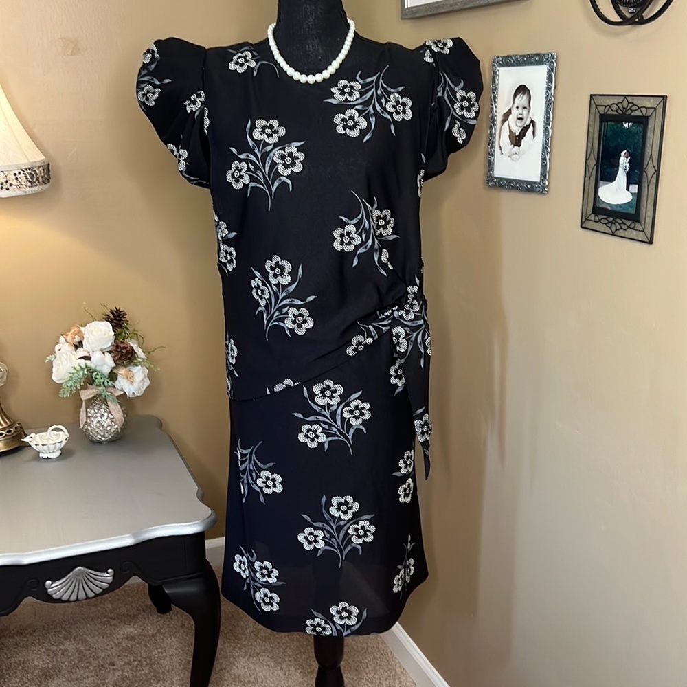 80’s Glamax floral dress; sz 11/12